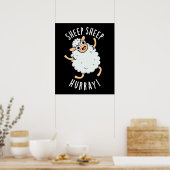 Schafe Hurray Funny Animal Puck Dark BG Poster (Küche)
