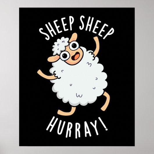 Schafe Hurray Funny Animal Puck Dark BG Poster (Vorne)