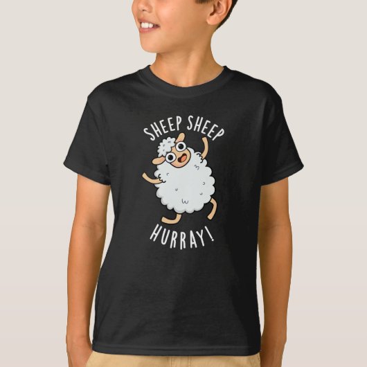 Schafe Hurray Funny Animal Puck Dark BG T-Shirt (Vorderseite)