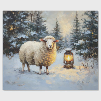 Schafe im Laternenlicht-Wald Geschenkpapier