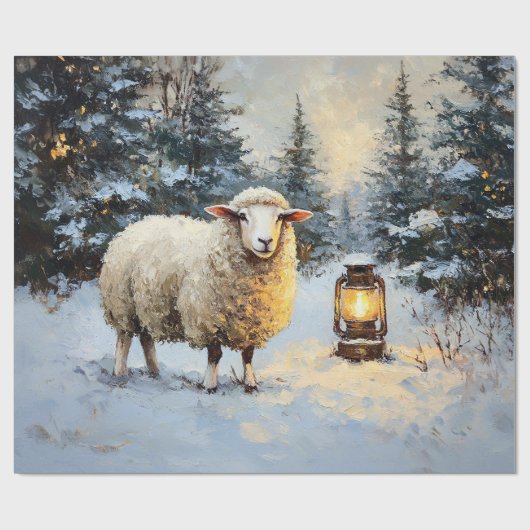 Schafe im Laternenlicht-Wald Geschenkpapier (Flach)