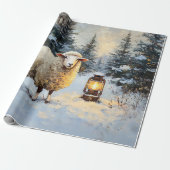 Schafe im Laternenlicht-Wald Geschenkpapier (Ungerollt)