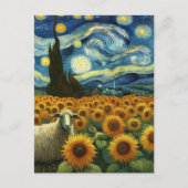 Schafe im Sonnenblumenfeld A Imitate Van Gogh Postkarte (Vorderseite)