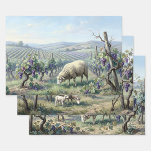 Schafe im Weinberg-Decoupage Geschenkpapier Set