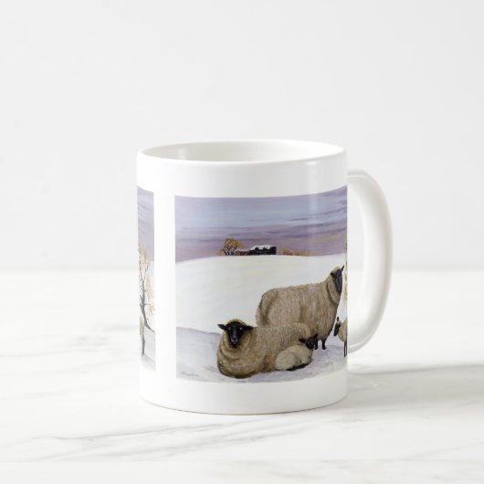 Schafe im Winter Kaffeetasse (VorderseiteRechts)