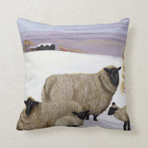 Schafe im Winter Kissen