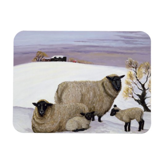 Schafe im Winter Magnet (Horizontal)