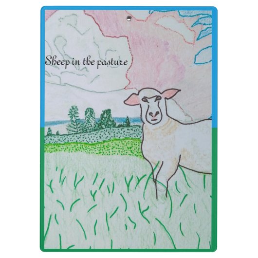 Schafe in der Weide Klemmbrett (Rückseite)