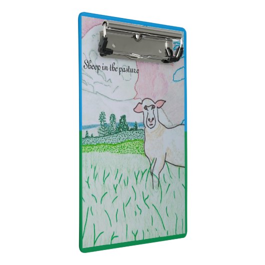Schafe in der Weide Mini Klemmbrett (Schrägansicht)