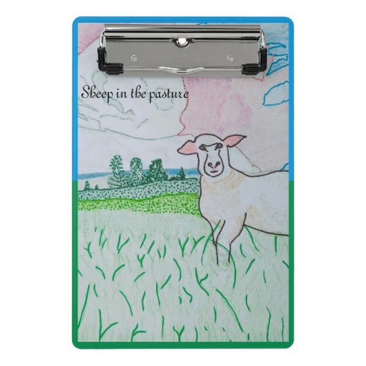 Schafe in der Weide Mini Klemmbrett (Vorderseite)