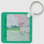 Schafe in der Weide Schlüsselanhänger (Rückseite)