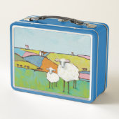 Schafe in der Wiese Metall Brotdose (Rückseite)