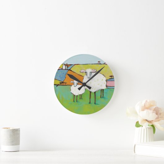 Schafe in der Wiese Runde Wanduhr (Zuhause)