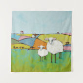 Schafe in der Wiese Wandteppich (Vorderseite (Horizontal))