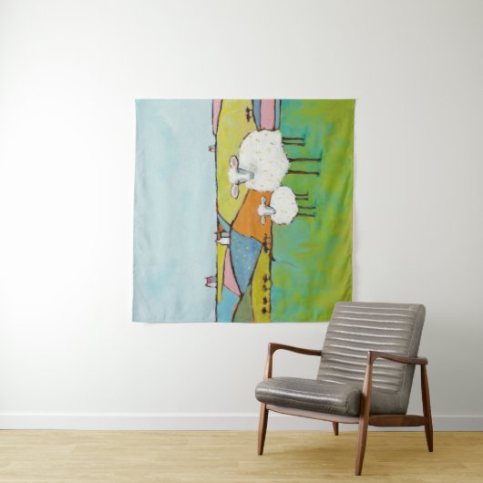 Schafe in der Wiese Wandteppich (Beispiel)