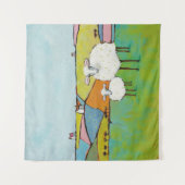 Schafe in der Wiese Wandteppich (Vorderseite)