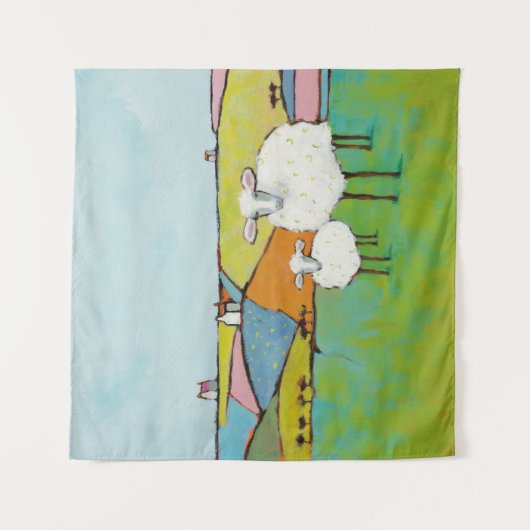 Schafe in der Wiese Wandteppich (Vorderseite)