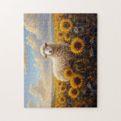 Schafe in einem Sonnenblumenfeld Puzzle (Vertikal)