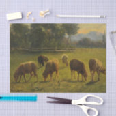 Schafe in einer ländlichen Landschaft (französisch Seidenpapier (Handwerk)