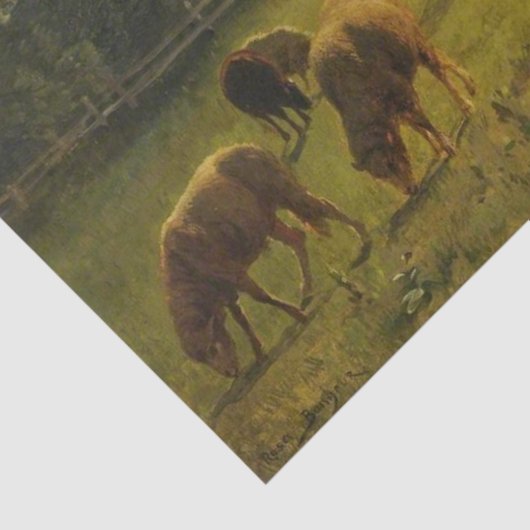 Schafe in einer ländlichen Landschaft (französisch Seidenpapier (Ausschnitt)