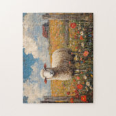 Schafe in einer rustikalen Wildblume Puzzle (Vertikal)