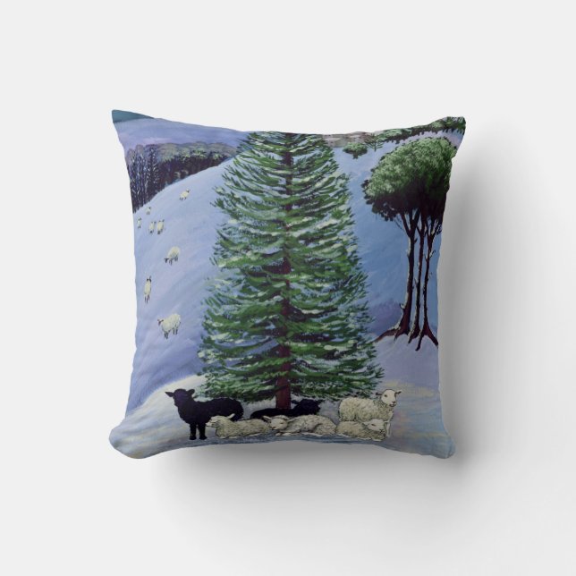 Schafe in einer Winter-Landschaft Kissen (Vorderseite)