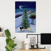 Schafe in einer Winterlandschaft Poster (Heimbüro)