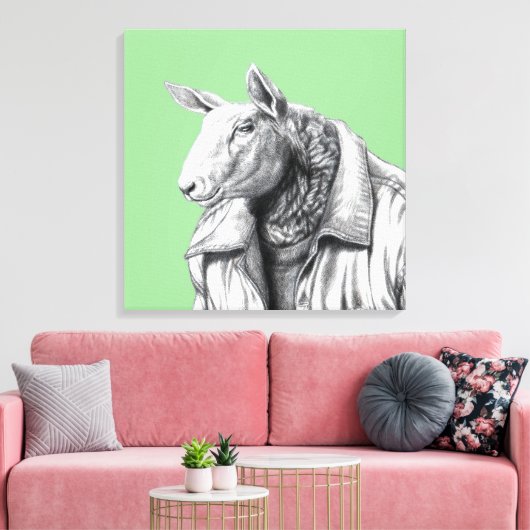 Schafe in Jeans Jacket (Moegi) Leinwanddruck (Insitu (Wohnzimmer))