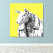 Schafe in Jeans Jacket (Retro Yellow) Leinwanddruck (Insitu (Holzboden))