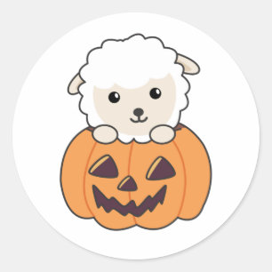 Schafe in Pumpkin Niedliche Schafe glücklich Hallo Runder Aufkleber