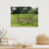 Schafe in Weide mit Schrift drucken Poster (Küche)