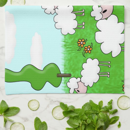 Schafe Küchentuch (Gefaltet)