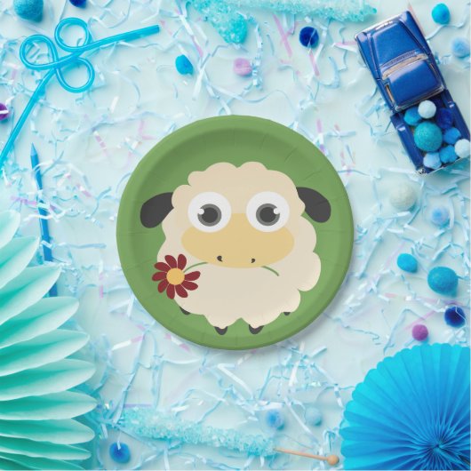 Schafe mit Blume Pappteller (Party)