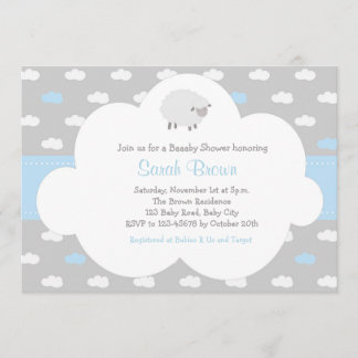 Schafe mit Cloud-Einladung (Grau blau) Einladung