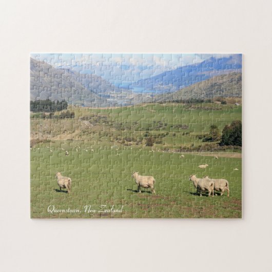 Schafe mit einer Ansicht, Queenstown NZ - Puzzle (Horizontal)