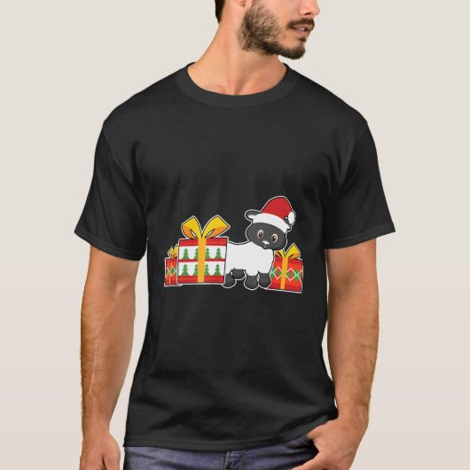 Schafe mit Weihnachtsmannmütze Niedliche Weihnacht T-Shirt (Vorderseite)