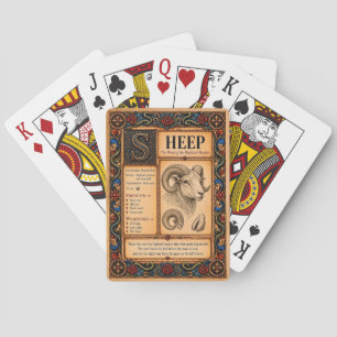 Schafe, mittelalterliche Bestiarien-Kunst Spielkarten
