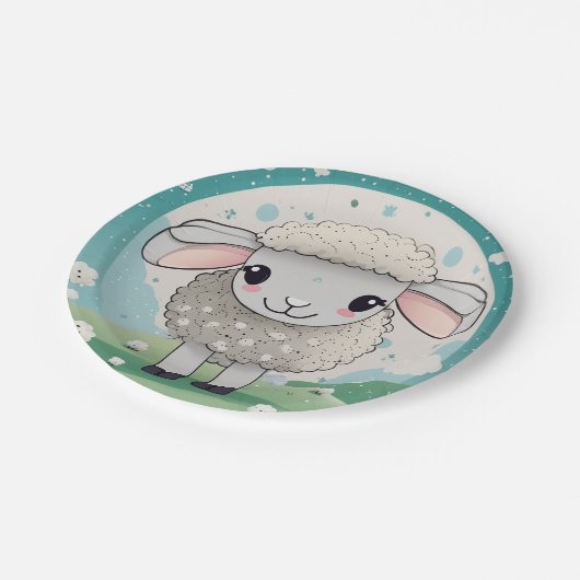 Schafe niedlich pappteller (Schrägansicht)