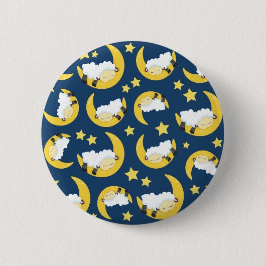 Schafe, schlafende Schafe, Mond, Sterne Button (Vorderseite)