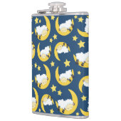 Schafe, schlafende Schafe, Mond, Sterne Flachmann (Links)