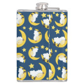 Schafe, schlafende Schafe, Mond, Sterne Flachmann (Rückseite)