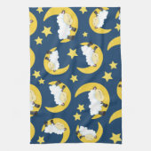 Schafe, schlafende Schafe, Mond, Sterne Geschirrtuch (Vertikal)