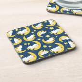 Schafe, schlafende Schafe, Mond, Sterne Getränkeuntersetzer (Linke Seite)