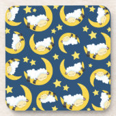 Schafe, schlafende Schafe, Mond, Sterne Getränkeuntersetzer (Vorderseite)