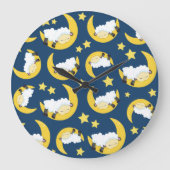 Schafe, schlafende Schafe, Mond, Sterne Große Wanduhr (Vorderseite)