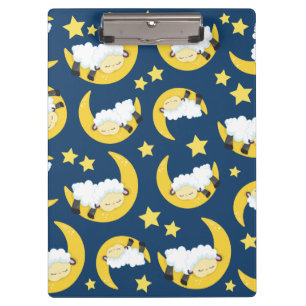 Schafe, schlafende Schafe, Mond, Sterne Klemmbrett