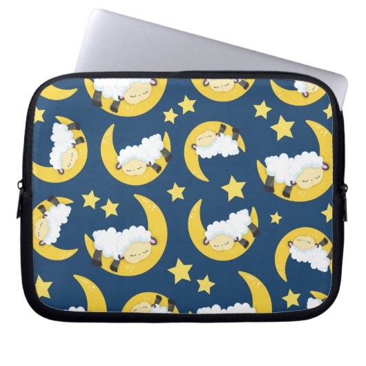 Schafe, schlafende Schafe, Mond, Sterne Laptopschutzhülle (Vorderseite)