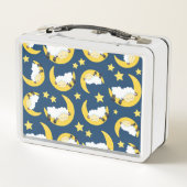 Schafe, schlafende Schafe, Mond, Sterne Metall Brotdose (Rückseite)