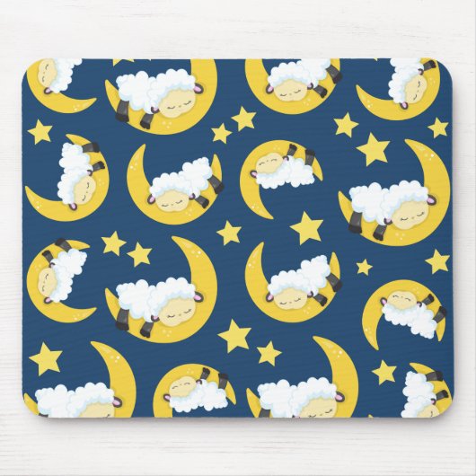 Schafe, schlafende Schafe, Mond, Sterne Mousepad (Vorne)