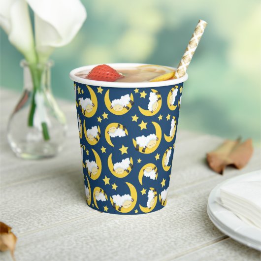 Schafe, schlafende Schafe, Mond, Sterne Pappbecher (In Situ)